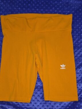 adidas Womens Orange Bike Shorts with White Trefoil
